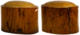 Asian Wood and Rattan Upholstered Stools