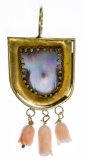 18k Gold, Pearl and Coral Pendant