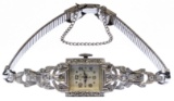 Elgin 14k White Gold and Diamond Case Wrist Watch