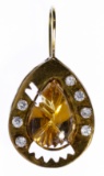 18k Gold, Citrine and White Tourmaline Pendant