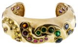 14k Gold and Semi-Precious Gemstone Cuff Bracelet