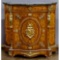 Mahogany, Satinwood and Ormulu Bow Front Marble Top Cabinet