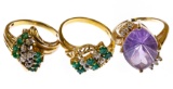 14k Gold and Semi-Precious Gemstone Ring Assortment