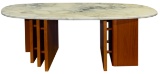 Bendixen Designs Style Marble Top Teak Coffee Table