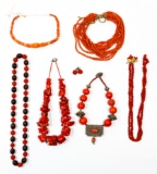Coral and Cinnabar Jewelry Assortment