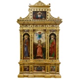 Greek Polyptych Triptych Altarpiece Oil on Wood