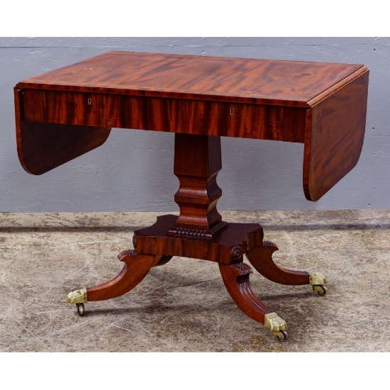 Federal Style Mahogany Drop Leaf Console Table