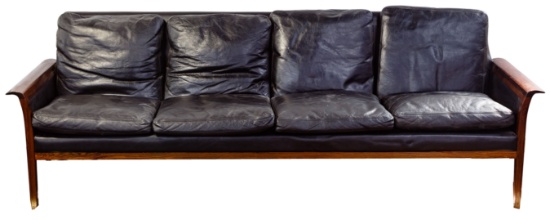 Hans Olsen for Vatne Mobler Leather Sofa