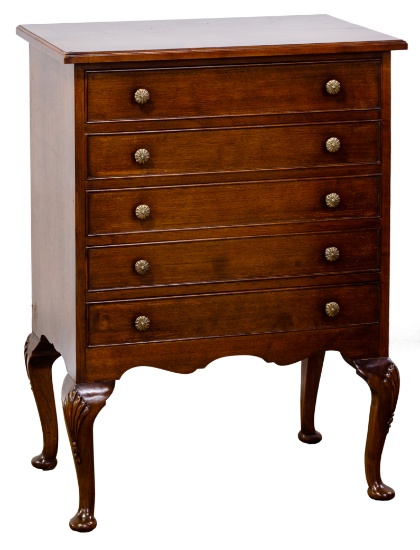 Queen Anne Style Cherry Silverware Chest