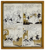 Walt Disney Productions 'Donald Duck' Ink and Acetate Four Panel Comic on Paper