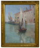 James Allen St. John (American, 1872-1957) 'On the Lagoon Venice' Oil on Canvas