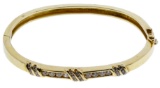 14k Gold and Diamond Hinged Bangle Bracelet