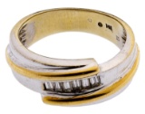 14k White Gold, 14k Yellow Gold and Diamond Ring