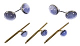 Platinum, 14k Yellow Gold and Blue Star Sapphire Gentleman's Dress Set