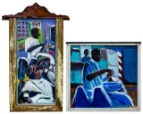 Wayne Manns (American, 20th Century) 'Tears, Fears, and Barber Shop Chairs' Acrylic and Found Materi