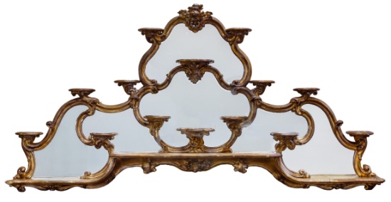 Italian Rococo Mirrored Wall Shelf