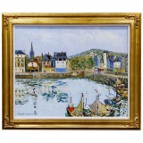 Jacques Bouyssou (French, 1926-1997) 'Honfleur le Vieux Bassin' Oil on Canvas