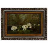 Unknown Artist (American, 19th Century) 'Water Lilies' Oil on Canvas