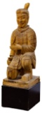 Chinese Qin Style Wood Warrior Statue