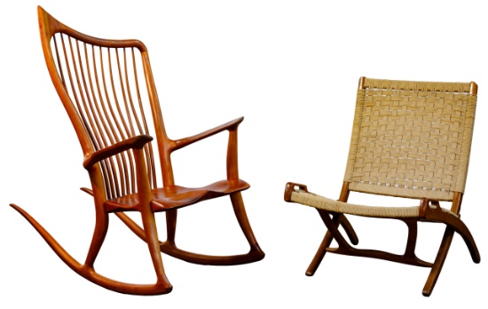 Dave Hentzel Rocking Chair and Danish Modern Style Folding Chair