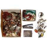 Sterling Silver, Peking Glass and Costume Jewelry Assortment