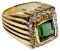 18k Yellow Gold, Green Gemstone and Diamond ring