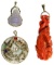 14k Gold and Coral / Jadeite Jade Pendant Assortment