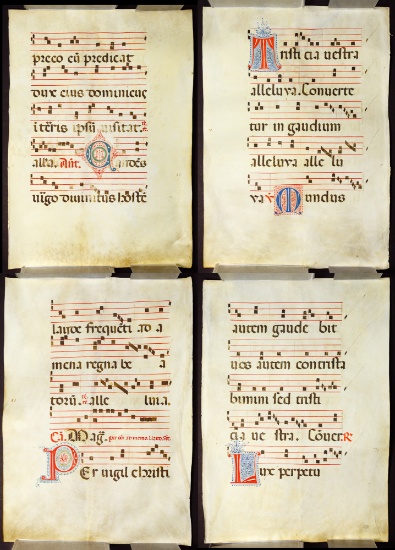 Illuminated Antiphonal Vellum Hymnal Sheets