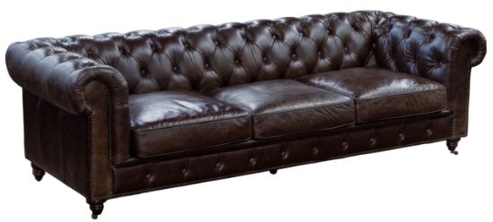 (Attributed to) Restoration Hardware 'Kensington' Leather Sofa