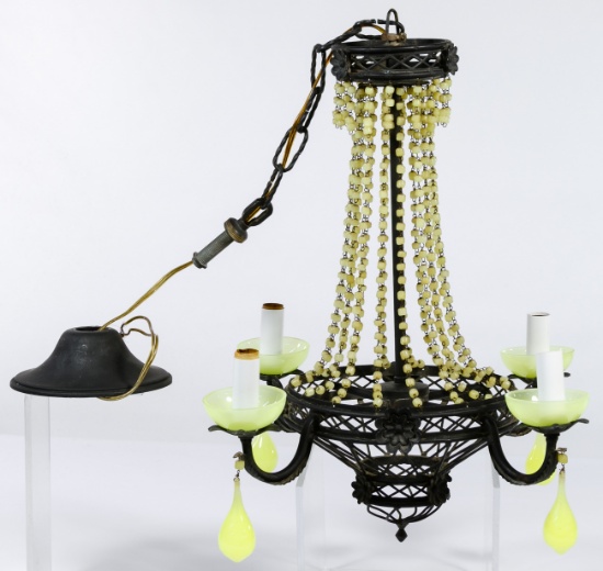 Venetian Opaline Glass and Brass Chandelier