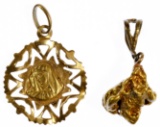 22k Gold Nugget and 18k Gold Pendant Assortment