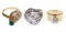 18k Gold, Cubic Zirconia and Diamond Rings
