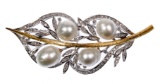Yellow and White Gold, Pearl and Diamond Brooch
