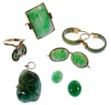 14k Yellow Gold and Jadeite Jade Jewelry Assortment