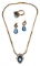 18k Yellow Gold, Blue Topaz and Diamond Jewelry Suite