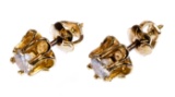 14k Yellow Gold and Diamond Stud Earrings