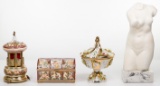 Capodimonte Reuge Music Box and Decorative Object Assortment