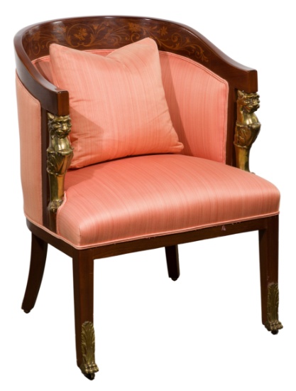 Regency Style Inlaid Library Chair