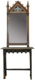 Gothic Revival Cathedral Hall Table and Mirror