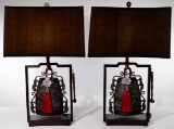 Asian Temple Bell Table Lamps