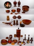 Russian Folk Art Turned Wood Tableware Assortment