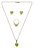 18k and 14k Yellow Gold and Peridot Jewelry Suite