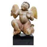 Painted Carved Wood Angel Statue