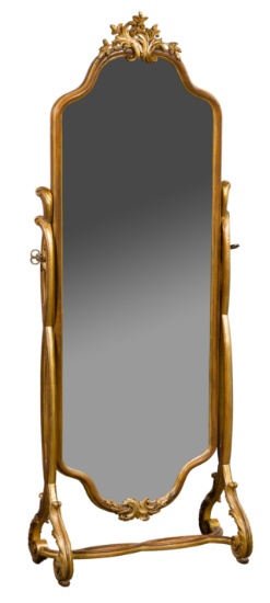 Gilt and Painted Wood Cheval Mirror