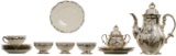 Hertel Jacob Bavarian Silver Overlay Porcelain Tea Service