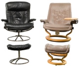 MCM Ekornes Stressless Upholstered Leather Chairs and Ottoman Sets