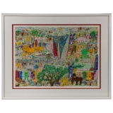 James Rizzi (American, 1950-2011) 'It's a Jungle Out There' Serigraph with Collage