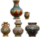 Japan Champleve and Cloisonne Vase Assortment