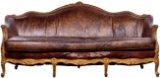 Victorian Style Cowhide and Leather Gilt Sofa