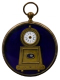 Enamel and Brass Stem Wind Paperweight Desk Clock